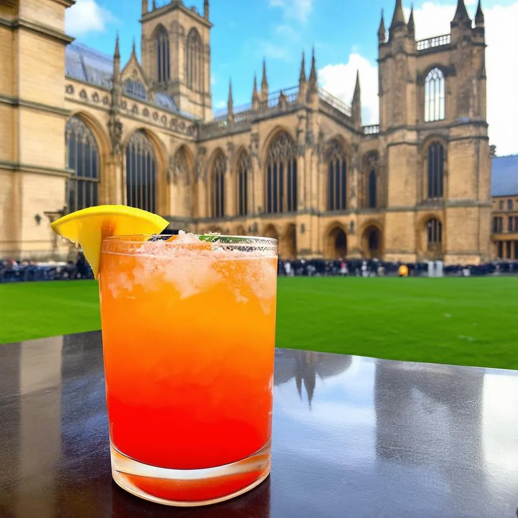 Bath Abbey with a Mai Tai in the foreground