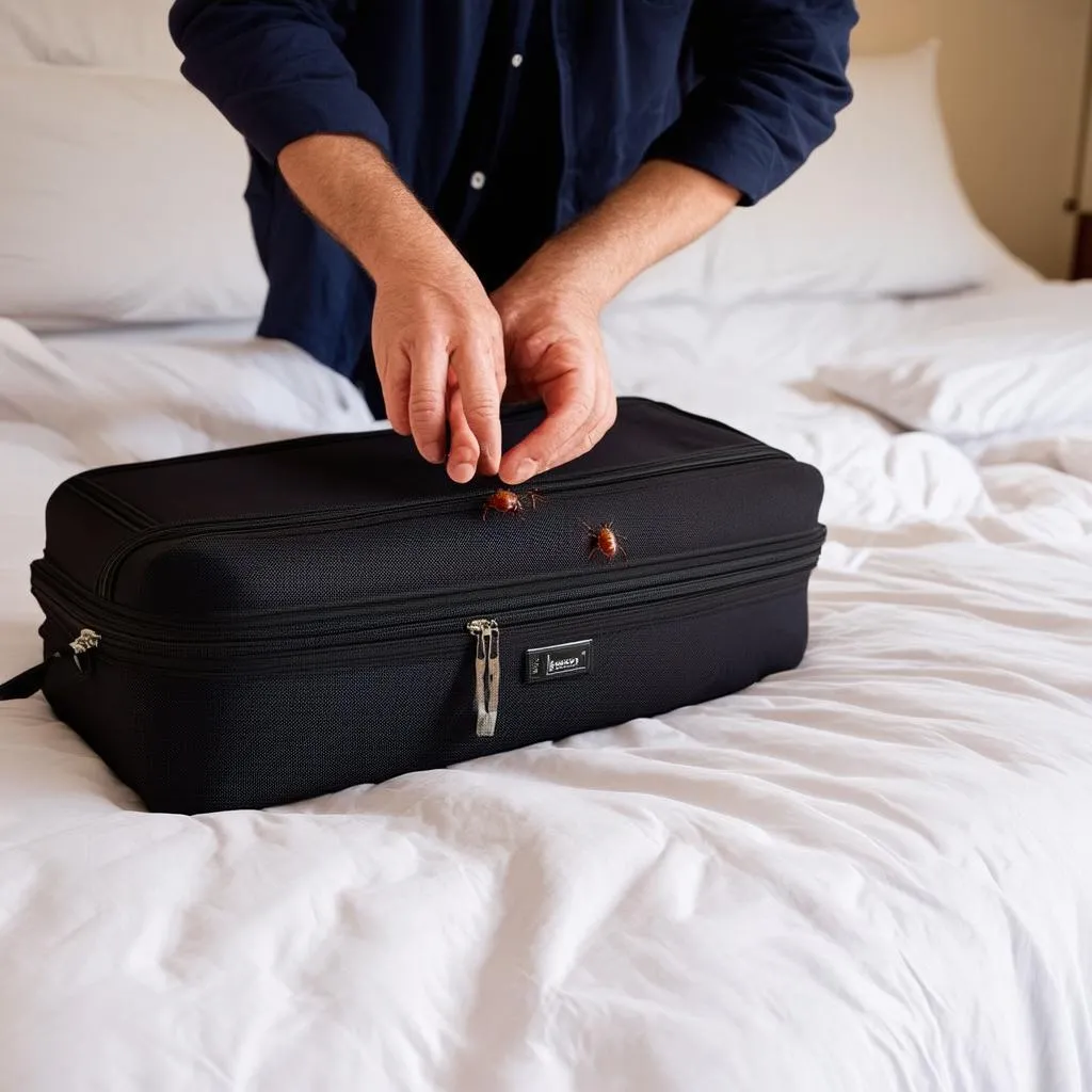 Inspecting luggage for bed bugs