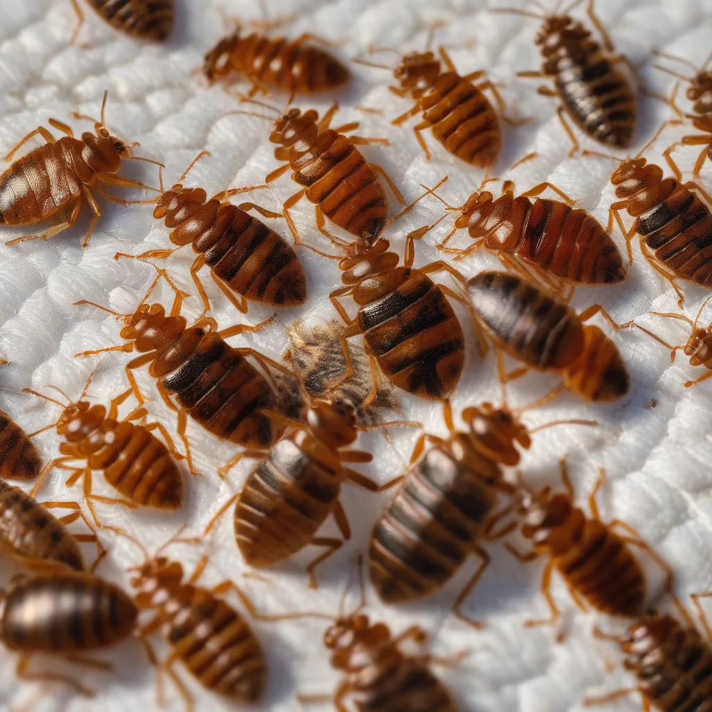 Bed Bugs Gathering on a Mattress