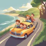 Family enjoying a scenic road trip