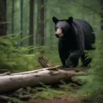 Black Bear Navigating Forest