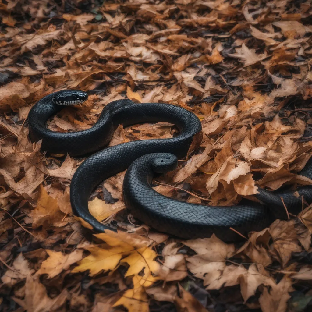 Black snake on a forest floor