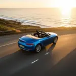 Blue Car on Pacific Coast Highway