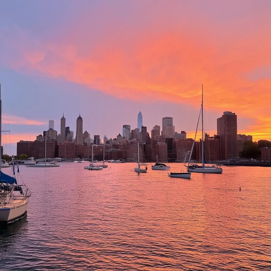 Boston Harbour at Sunset