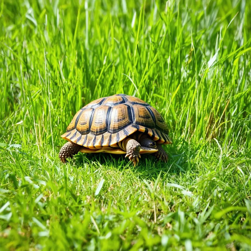 Box Turtle Navigating Its Territory