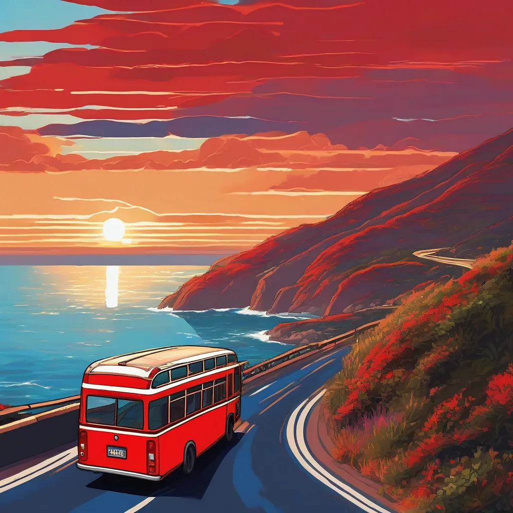 Bus on a Coastal Highway