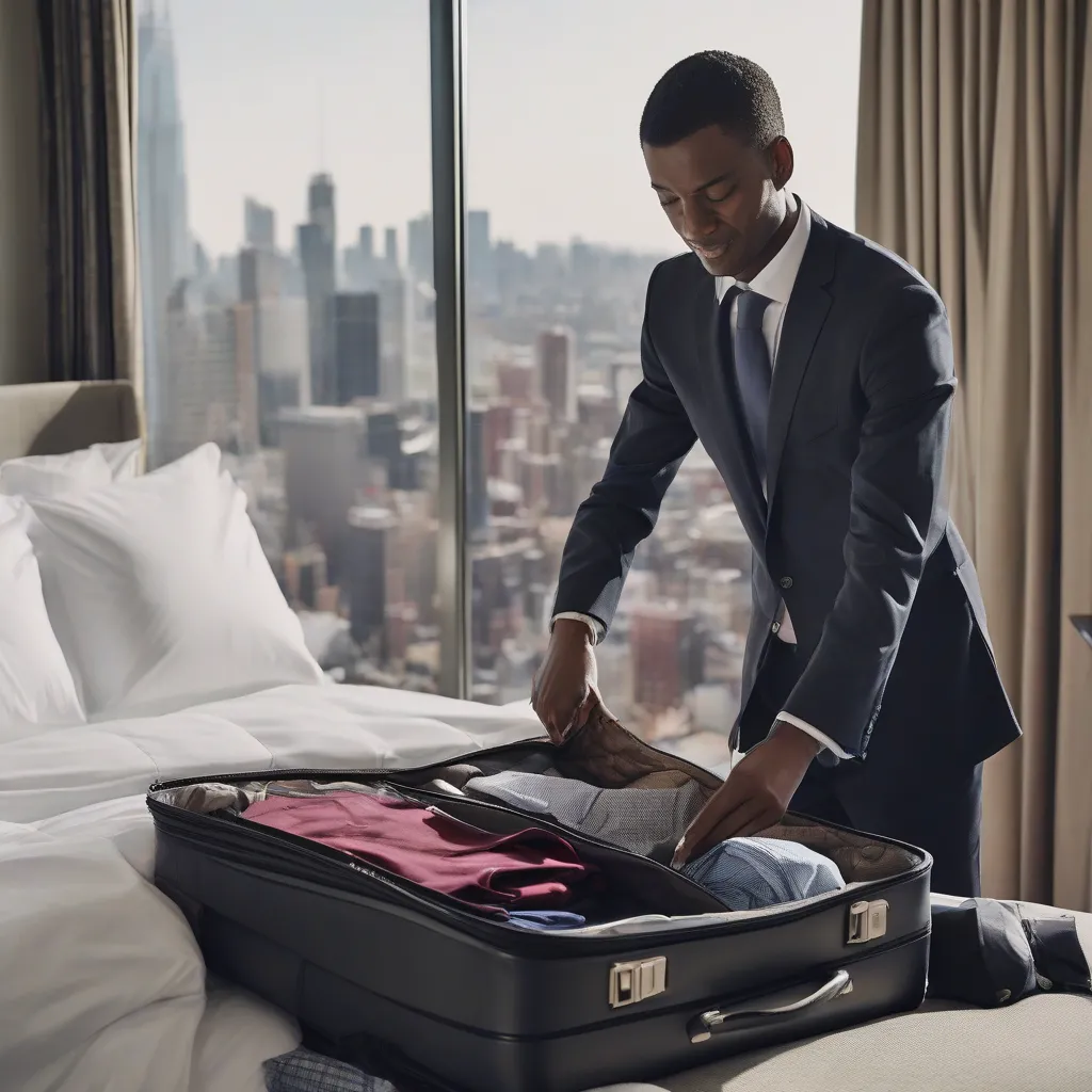 business traveler packing a suitcase