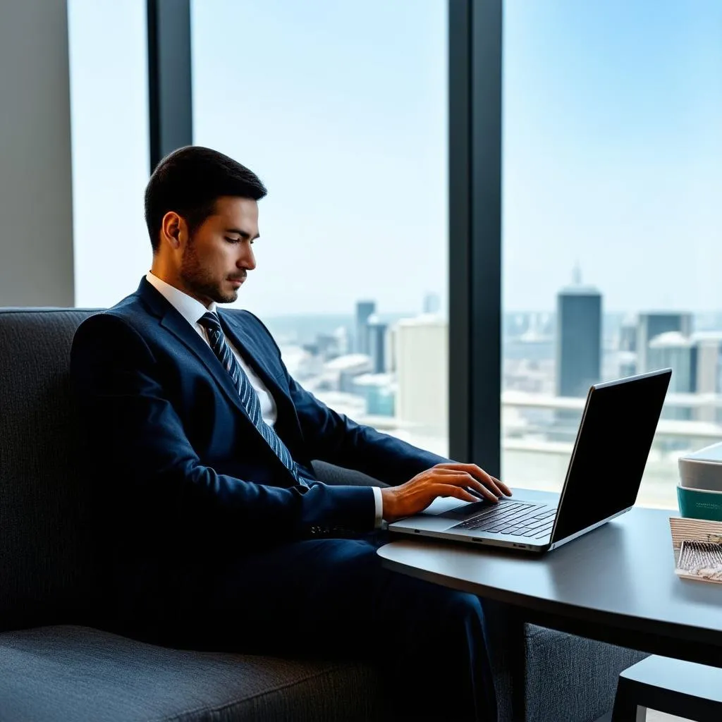 Business Traveler Working 