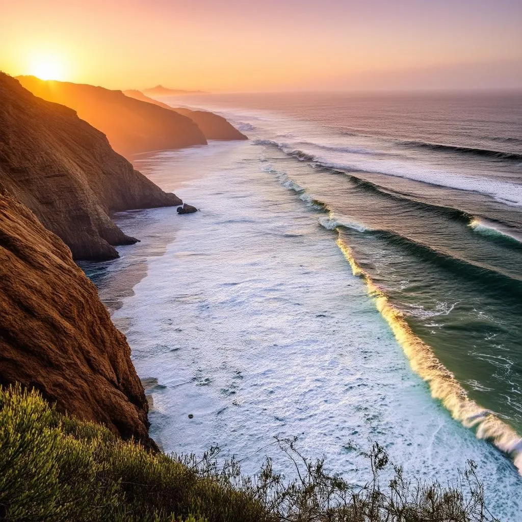 Sunset Over the California Coastline