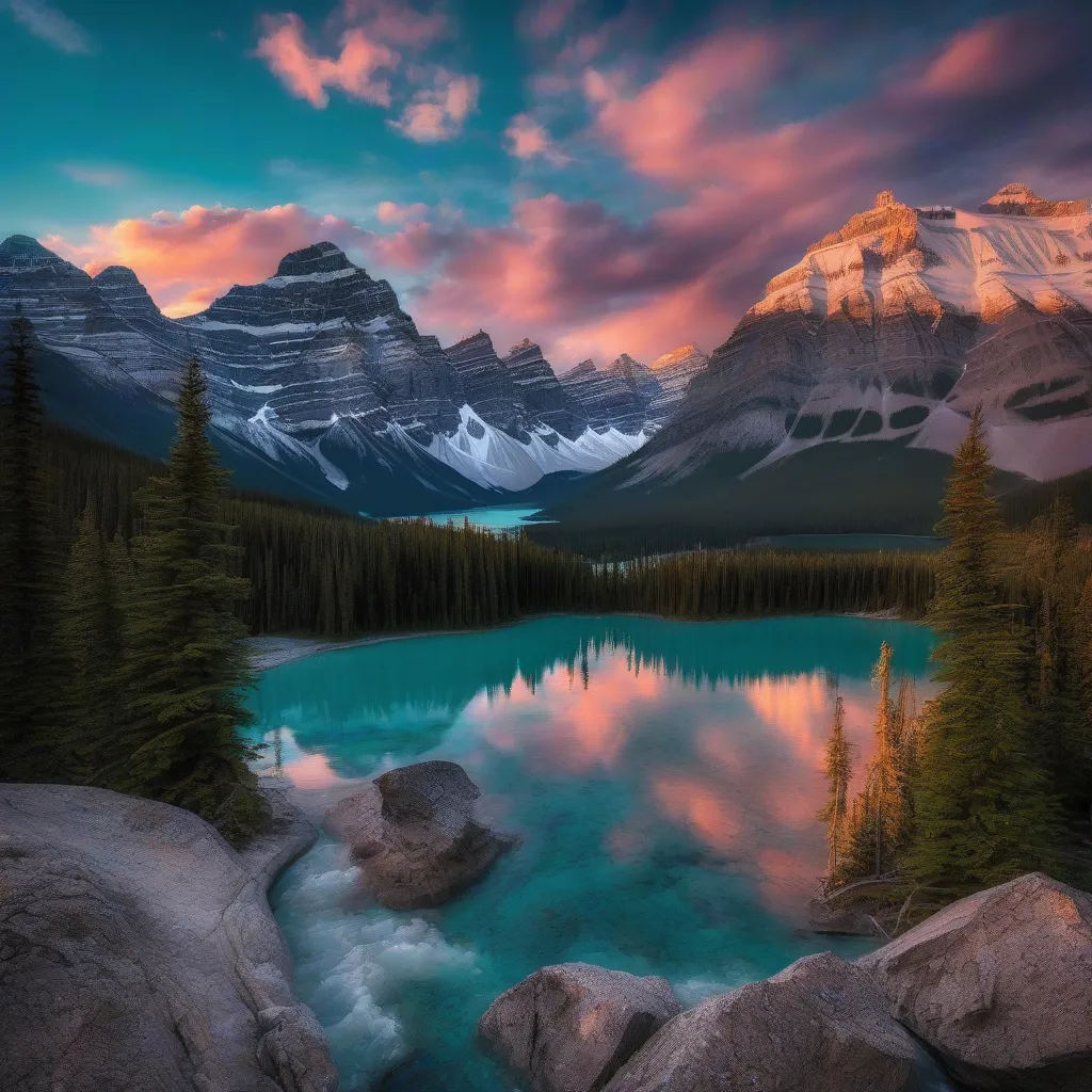 Canadian Rockies at Sunset