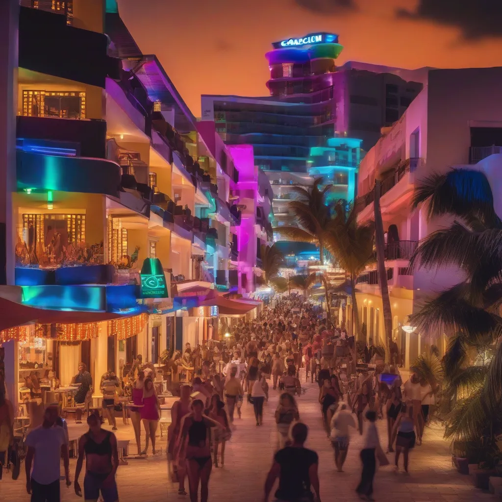 Cancun Hotel Zone at Night