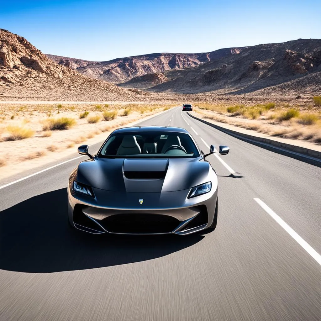 Car cruising on an open road