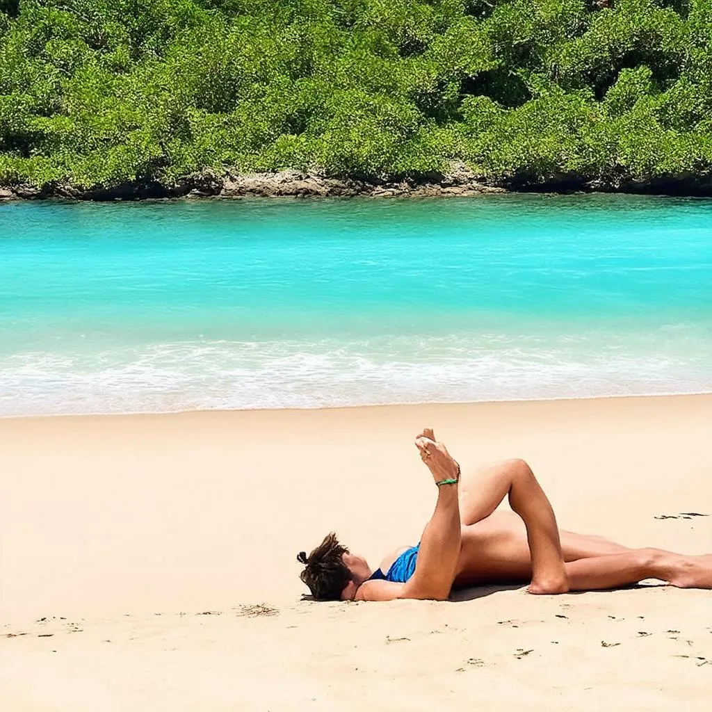 Traveler Relaxing on a Beach