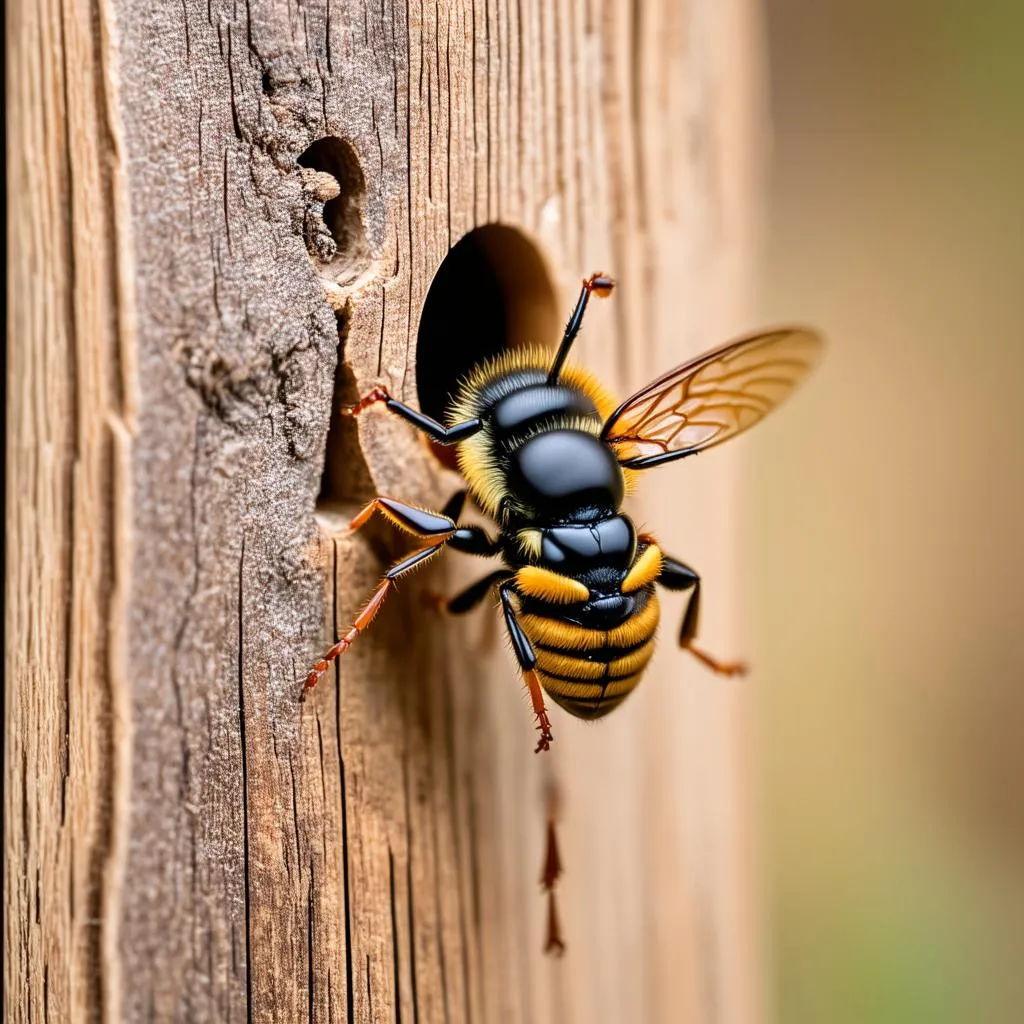 Carpenter Bee Creating a Nest