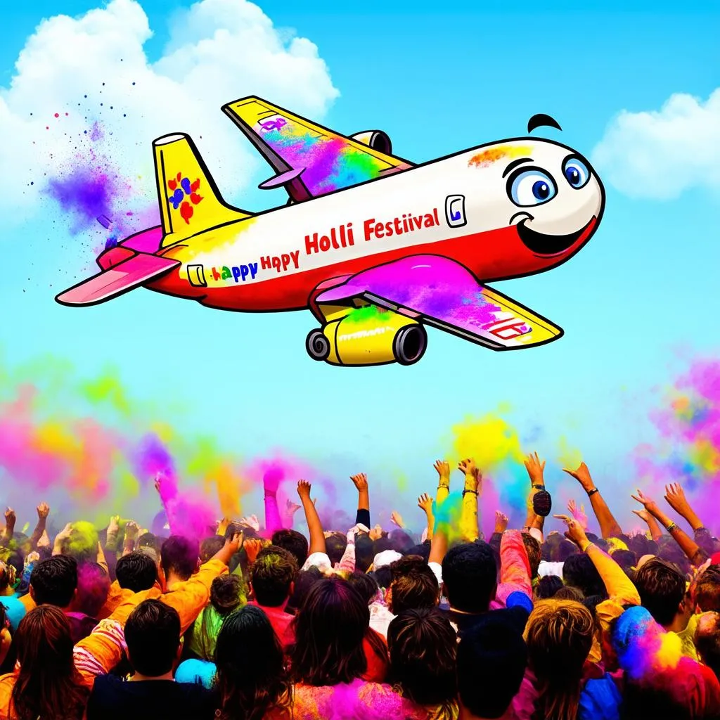 Cartoon plane at Holi Festival