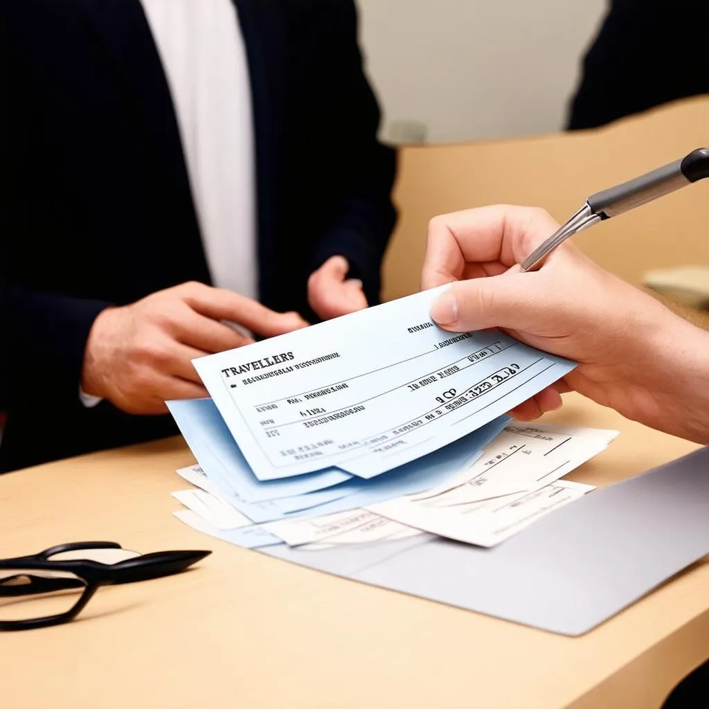 Cashing Traveler's Checks at a Bank