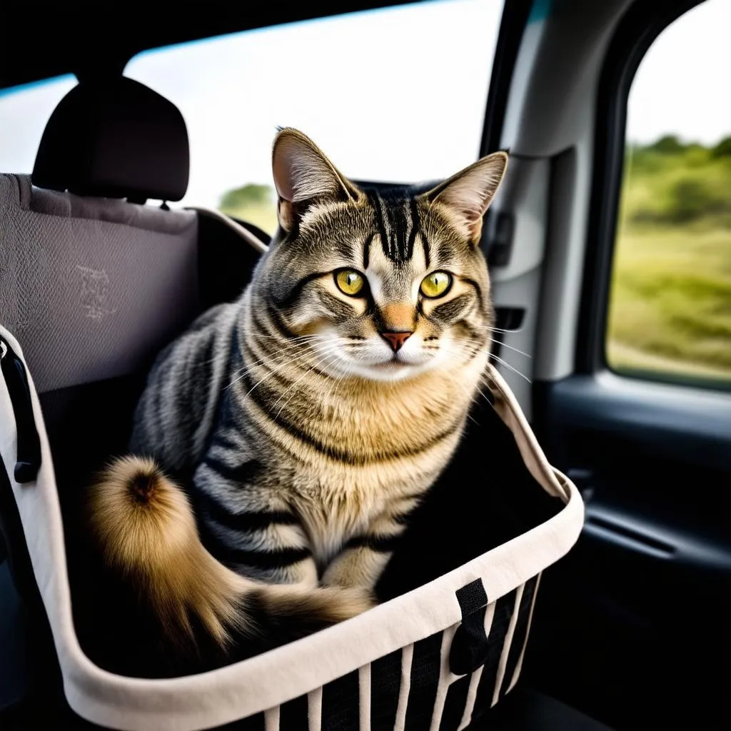 Cat Looking Out of Carrier Window