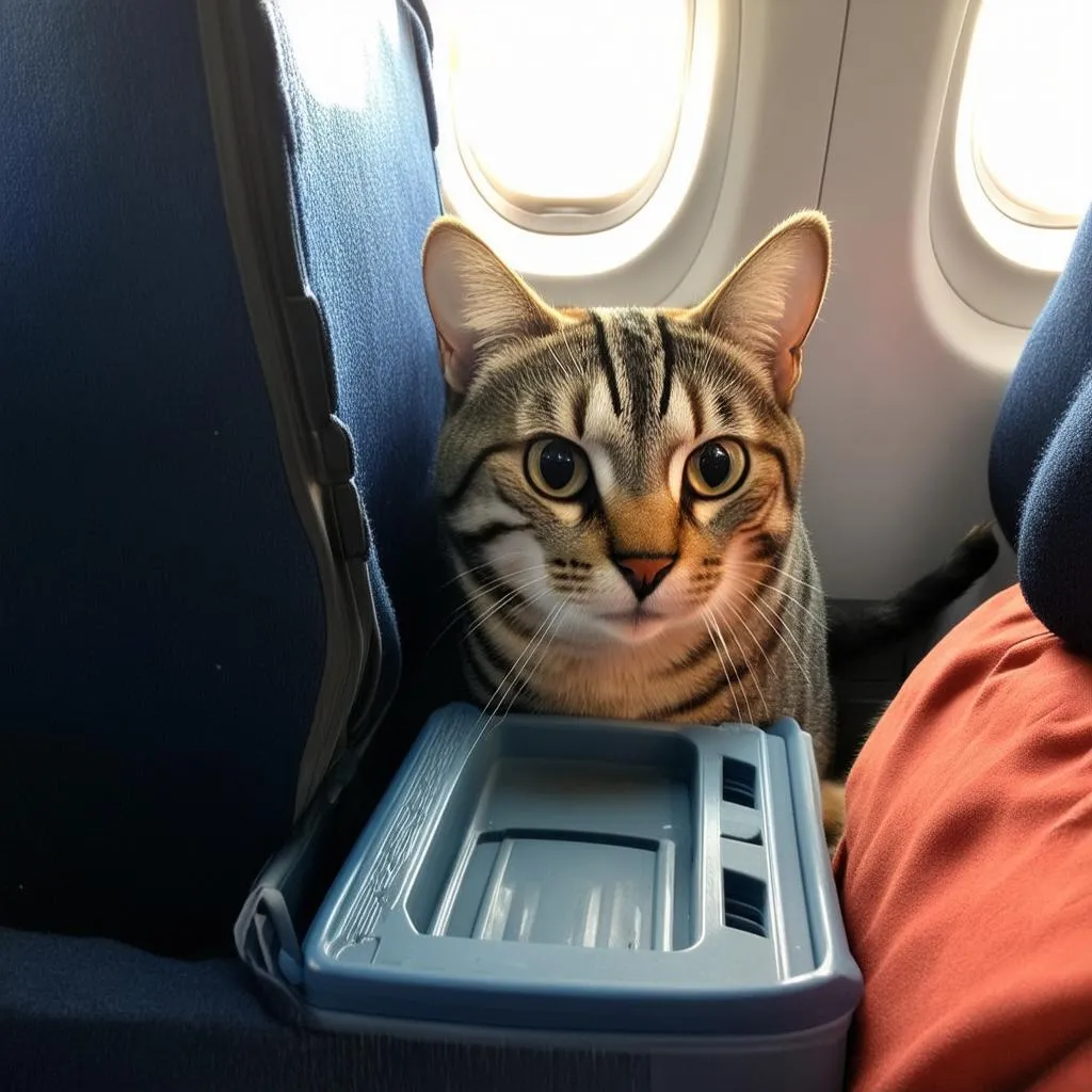 Cat in Carrier on Plane