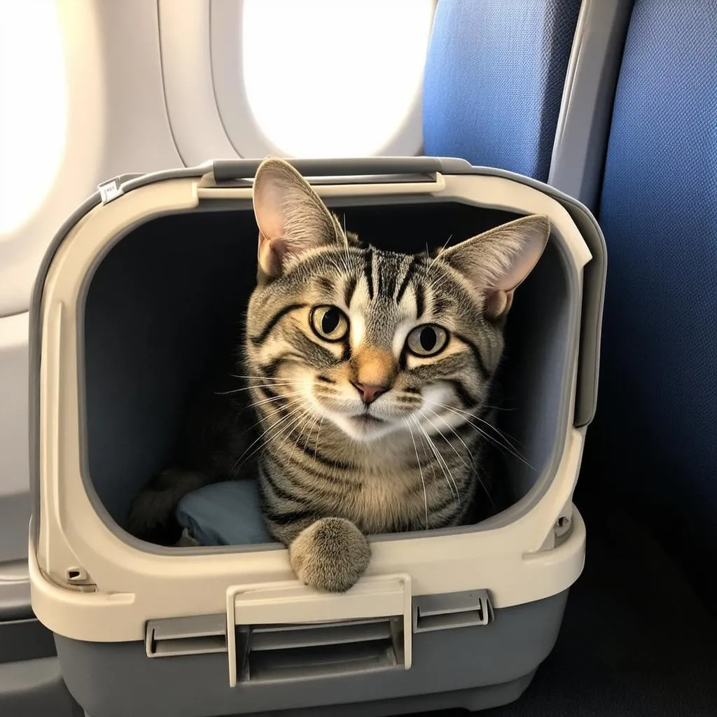 Cat in Carrier on Plane