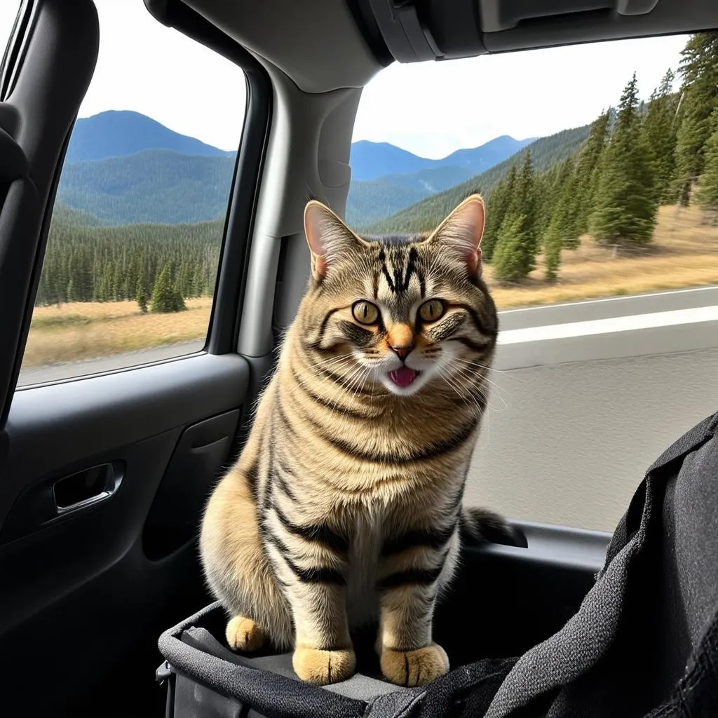 Cat Looking Out Car Window