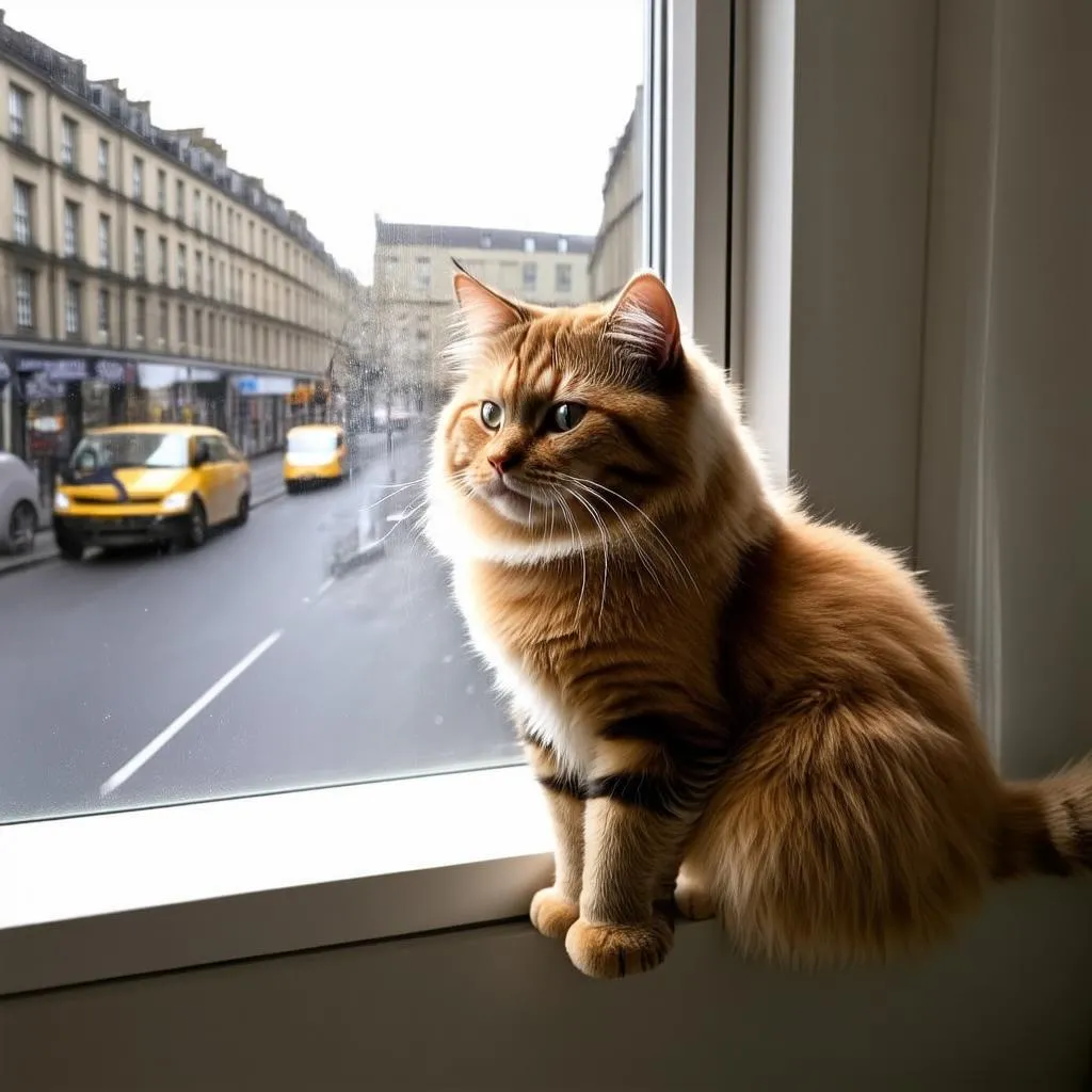 Cat Looking Out Window