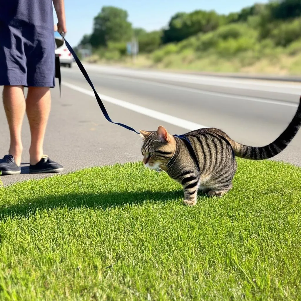 Cat Exploring at Rest Stop