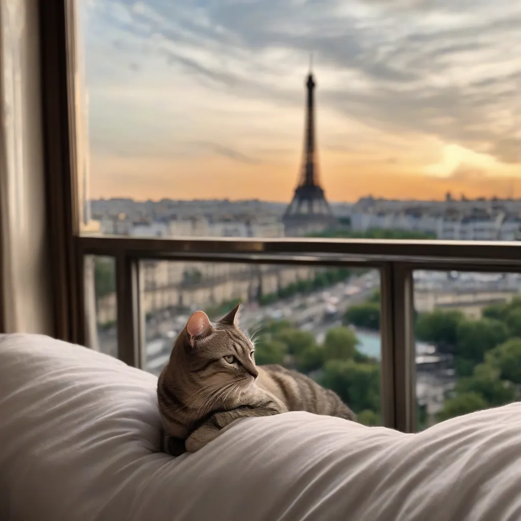 Cat Relaxing in Hotel Room