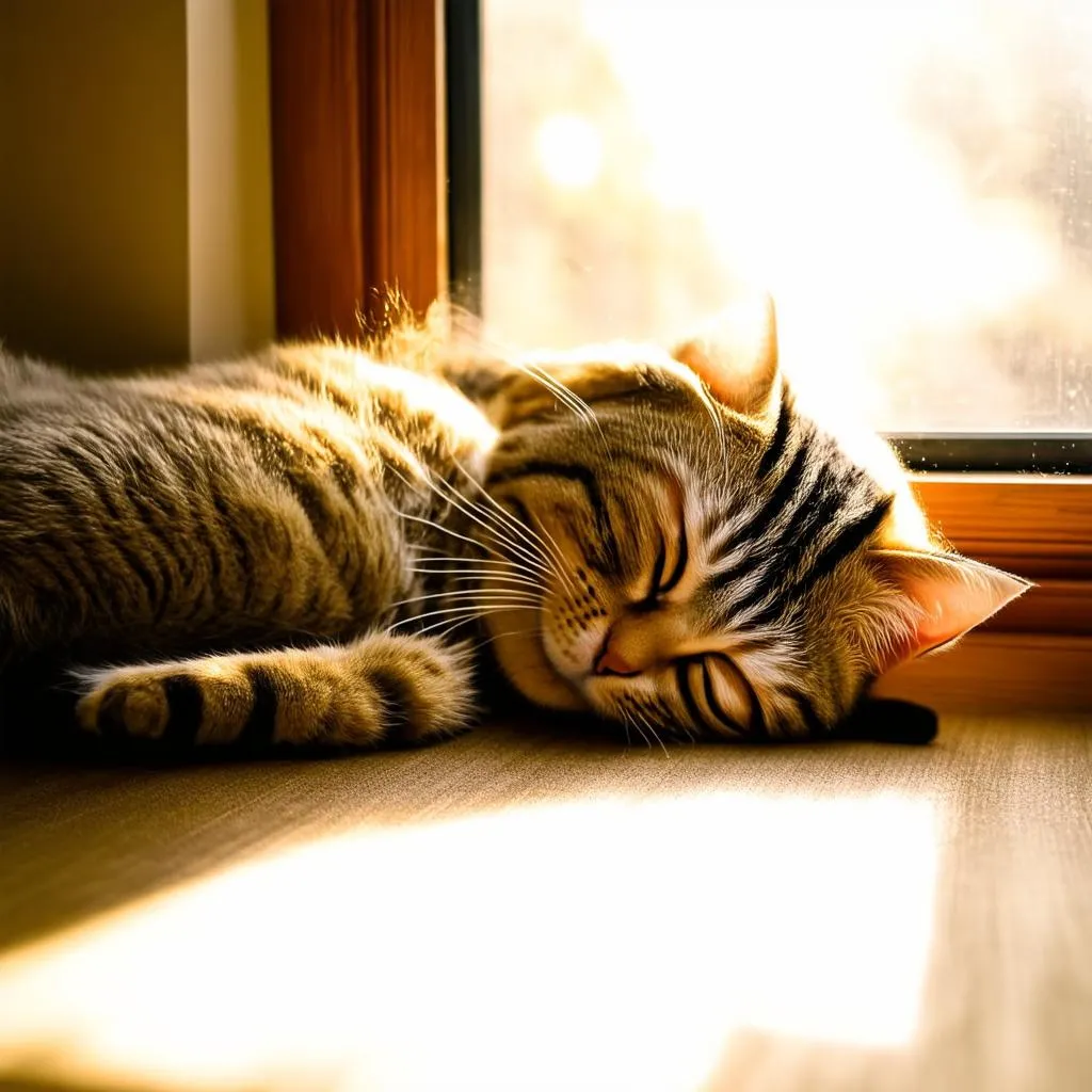 Cat Sleeping in Sunbeam