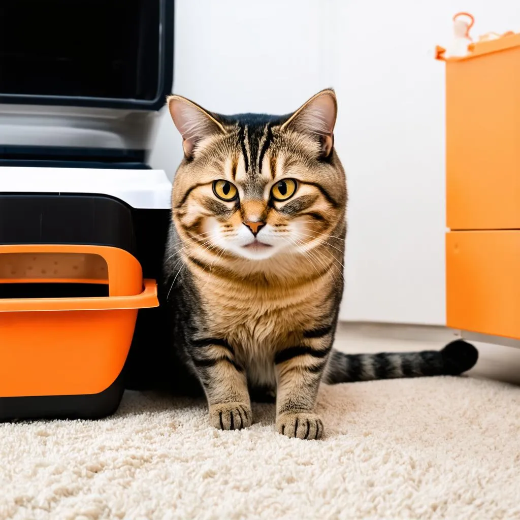 Cat Using Travel Litter Box