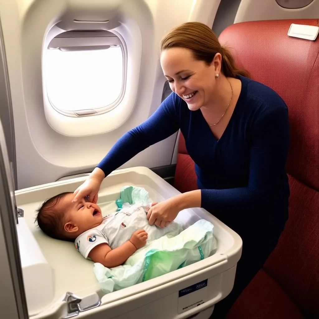 Changing Diaper on Airplane