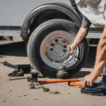 Changing a Tire on a Travel Trailer