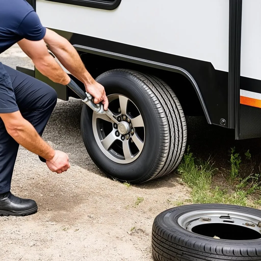 Changing a Travel Trailer Tire