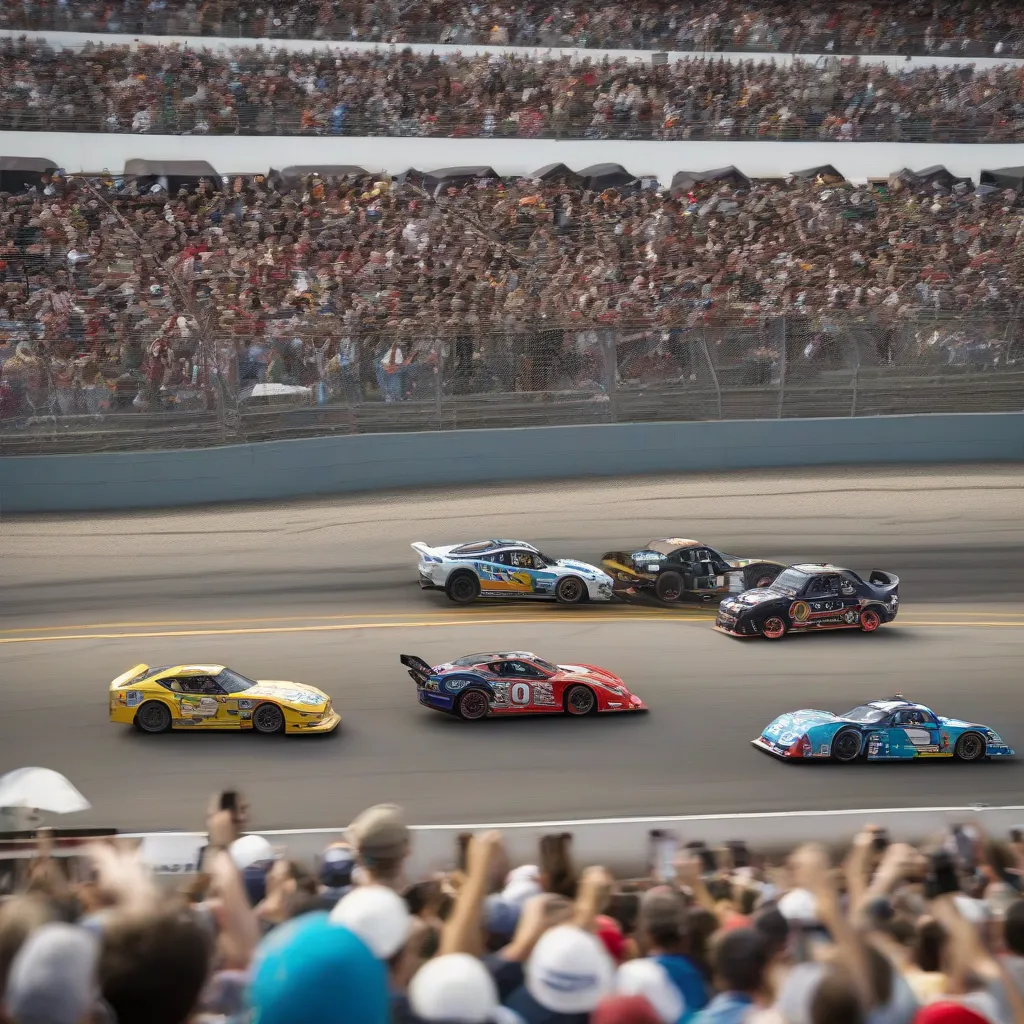 Cheering Crowd at a Race Track