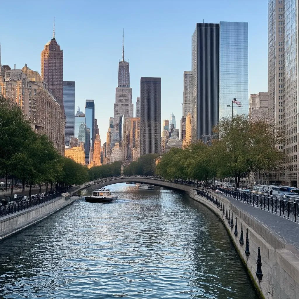 Peaceful Morning on Chicago Riverwalk