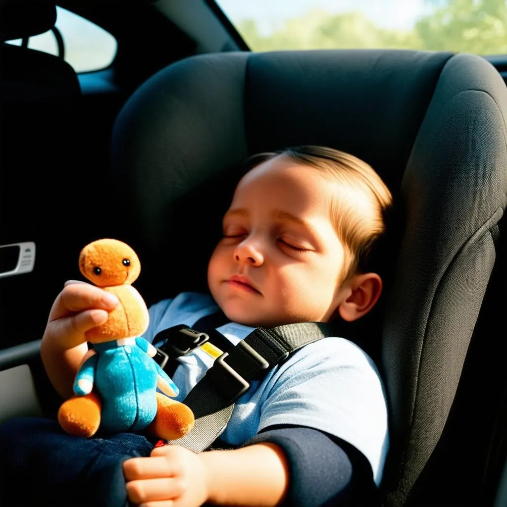 Child Sleeping Peacefully in Car Seat