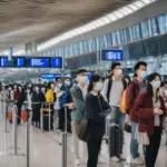 Chinese travelers at the airport