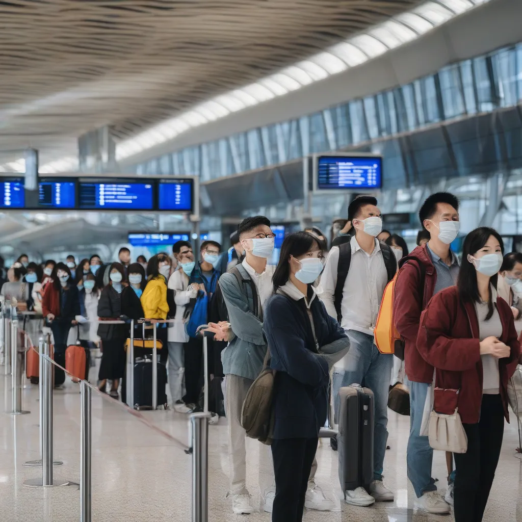 Chinese travelers at the airport