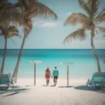 Couple enjoying a clear travel experience at the beach