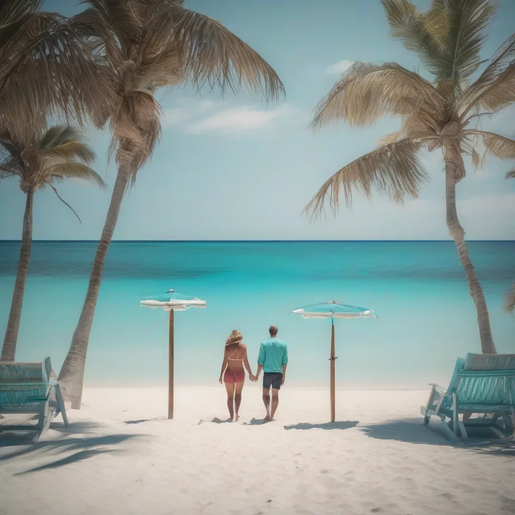 Couple enjoying a clear travel experience at the beach