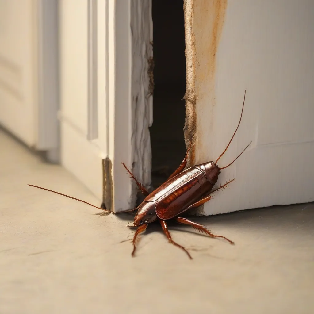 Cockroach entering house through crack