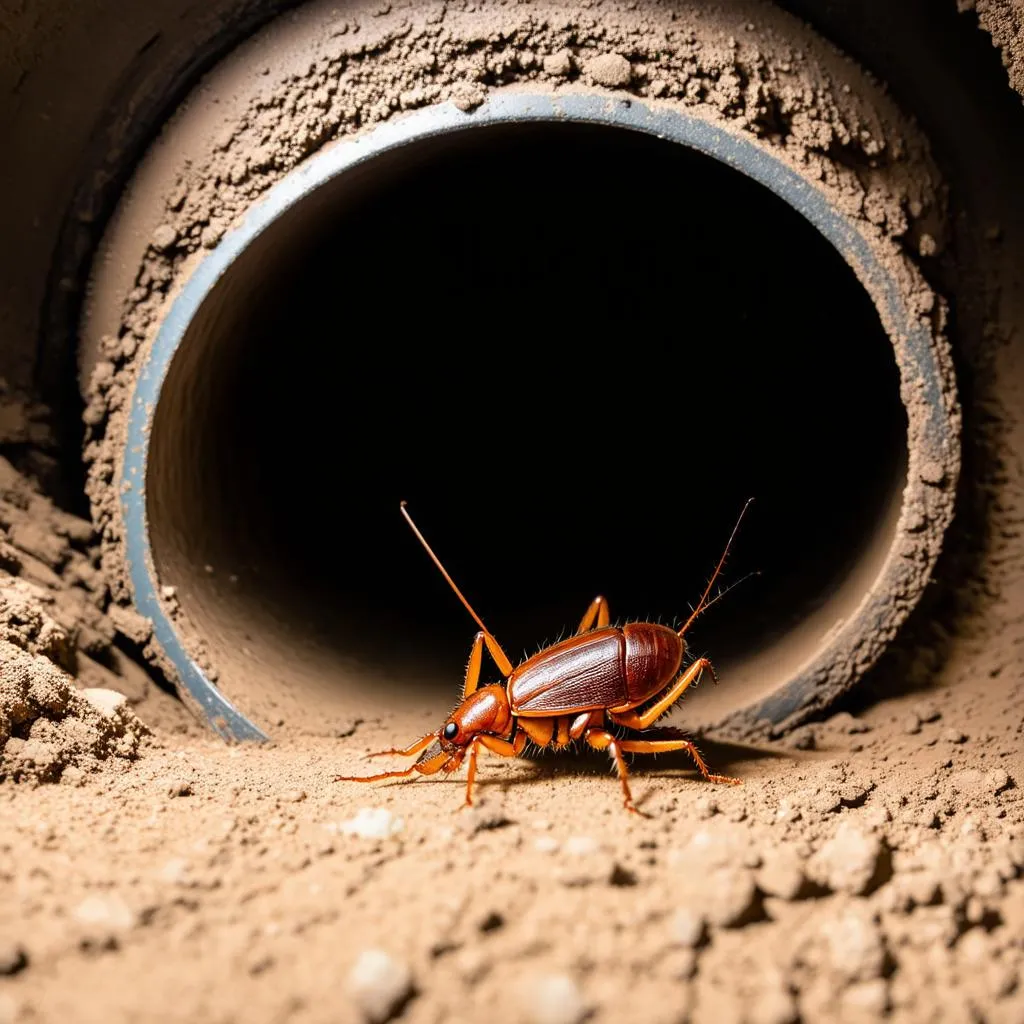 Cockroach in Sewer System