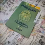 Colombian Passport and Plane Ticket