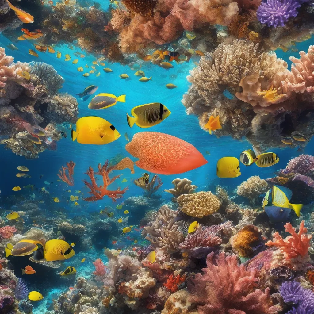 Colorful Fish Swimming in a Coral Reef