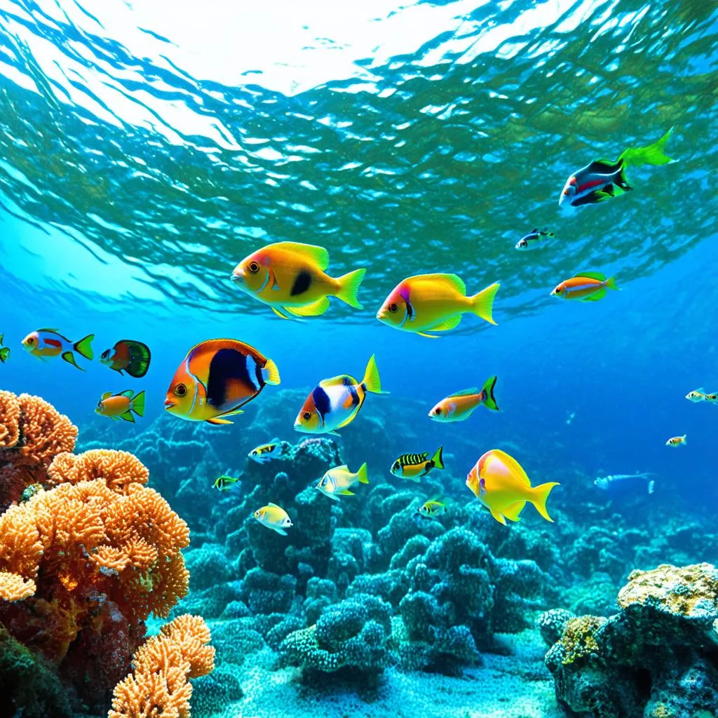 Vibrant Coral Reef Ecosystem in The Bahamas 