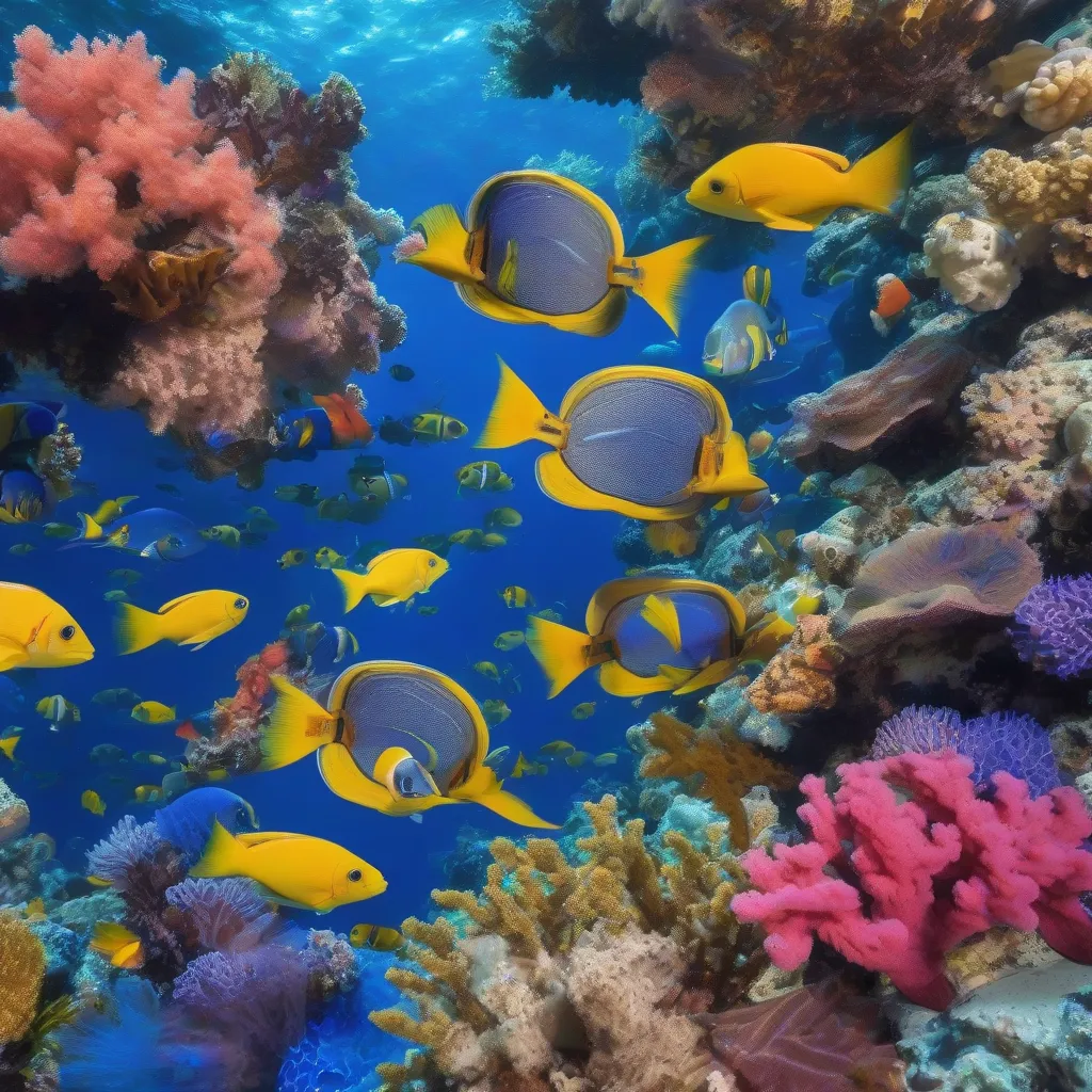 Colorful Fish Swimming Near Coral Reef