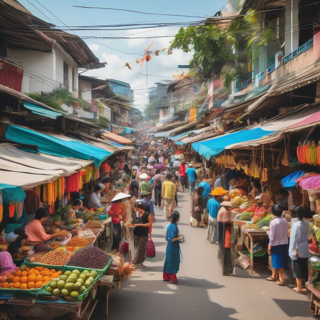 Bustling Southeast Asian Market