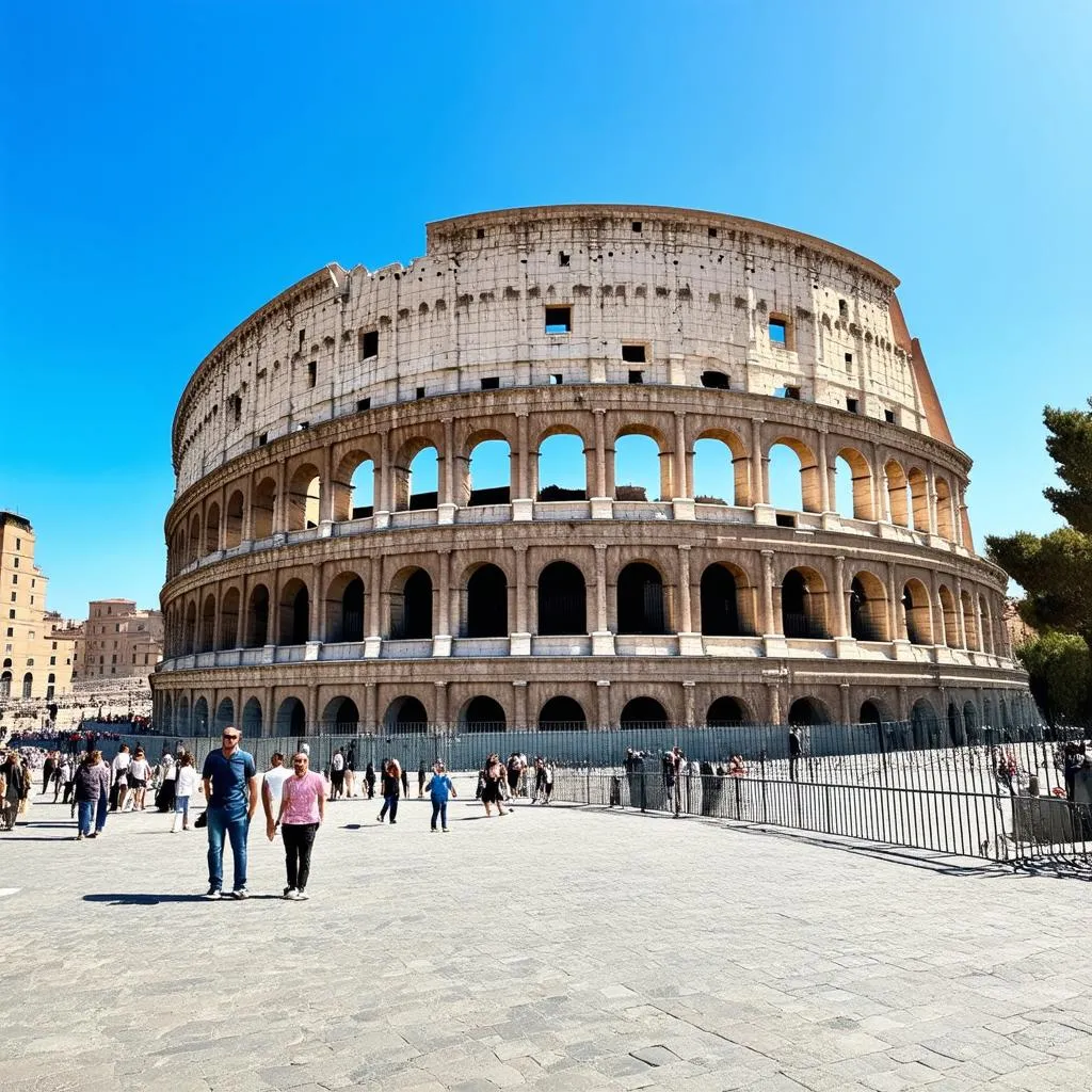 Tourists visiting the Colosseum