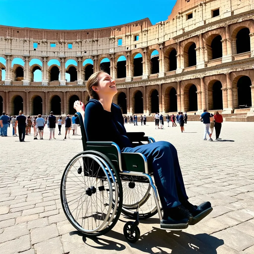 Exploring the Colosseum in a wheelchair