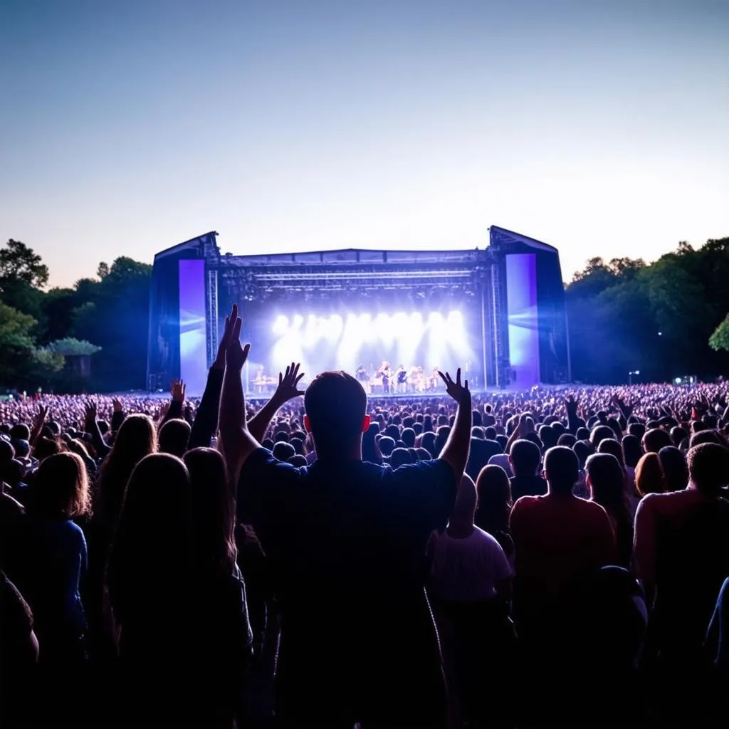 Silhouette of a Concert Crowd