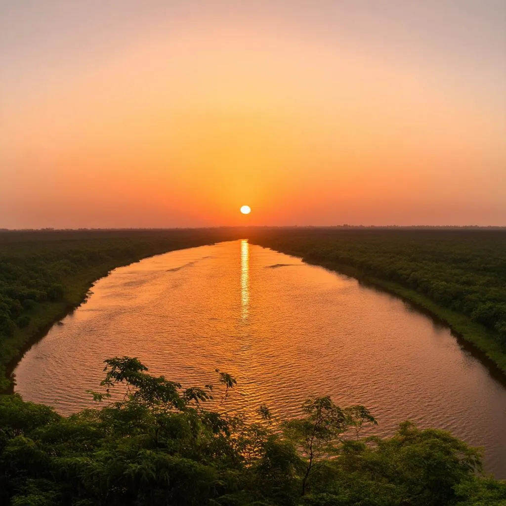 Sunset over the Congo River